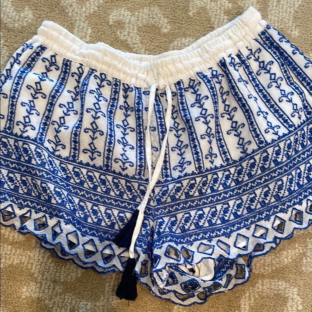 Love Sam Blue and White Patterned Women's Shorts